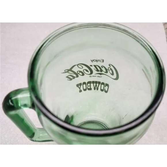 Collectible Green Coke Coca Cola Whataburger Cowboy Glass with Handle 16 oz - Picture 3 of 9